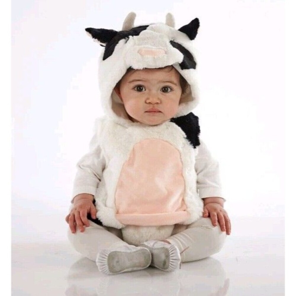 Pottery Barn Kids Baby 0-6 Months Cow Costume Black White Photos Birthday